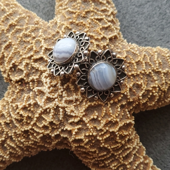 CII Mexico Sterling Blue Lace Agate Set - Picture 3 of 12